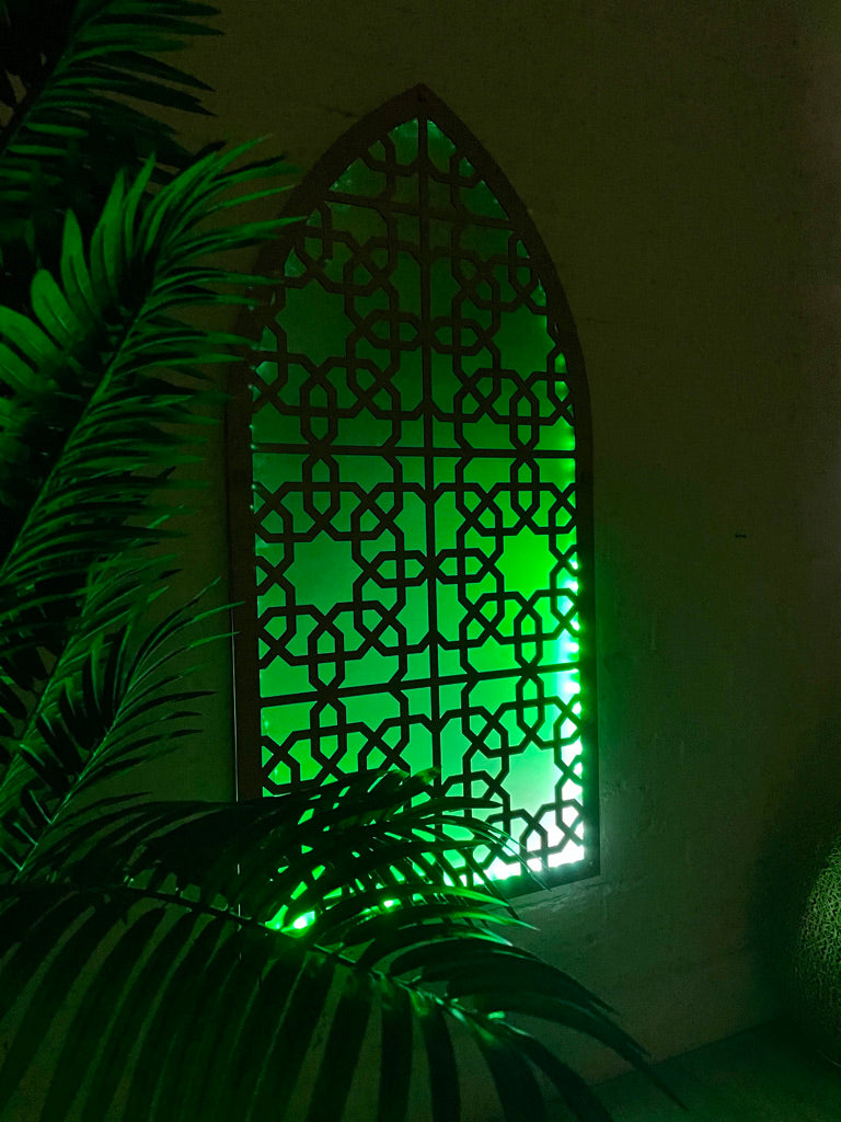 Arched LED Panel with geometric Islamic Pattern