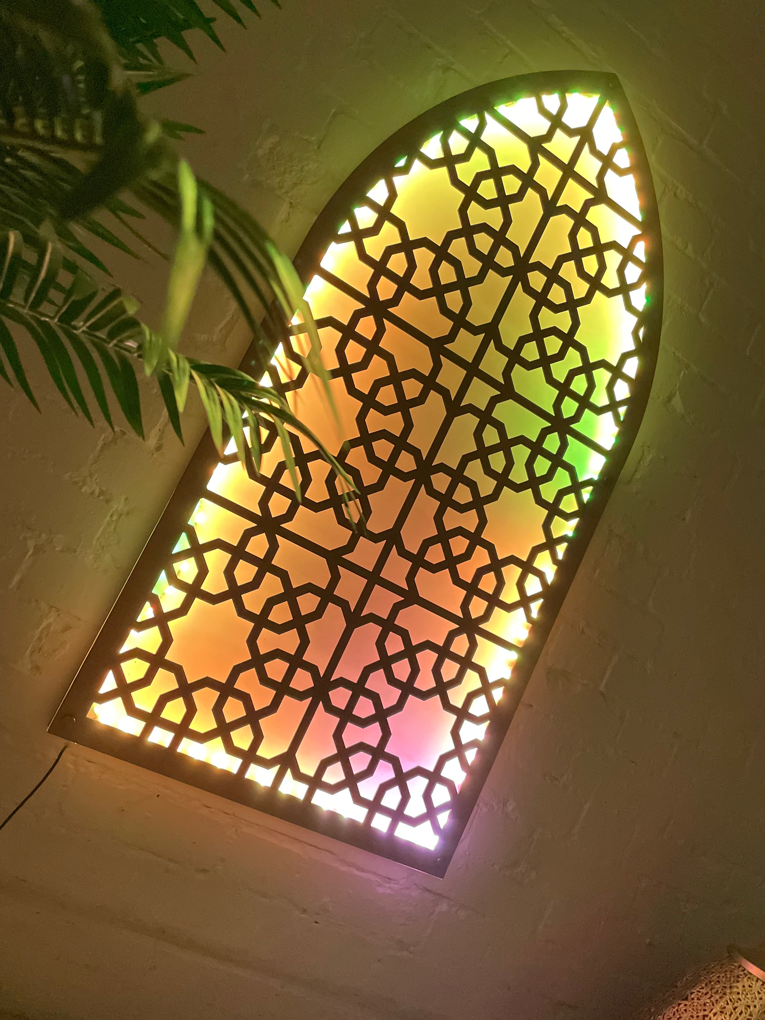 Arched LED Panel with geometric Islamic Pattern