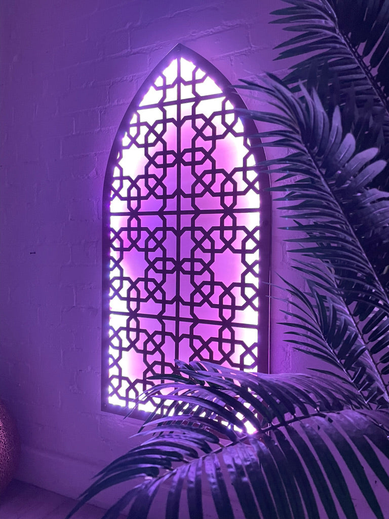 Arched LED Panel with geometric Islamic Pattern