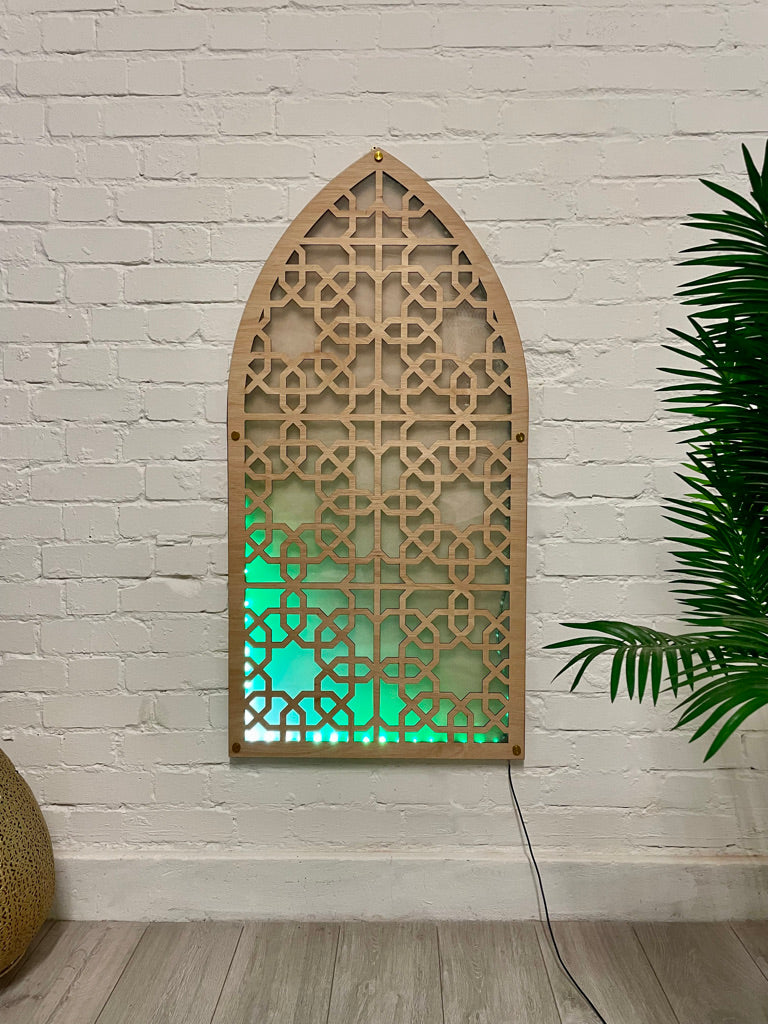 Arched LED Panel with geometric Islamic Pattern