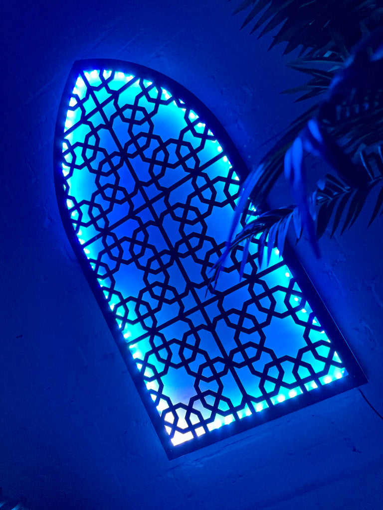 Arched LED Panel with geometric Islamic Pattern