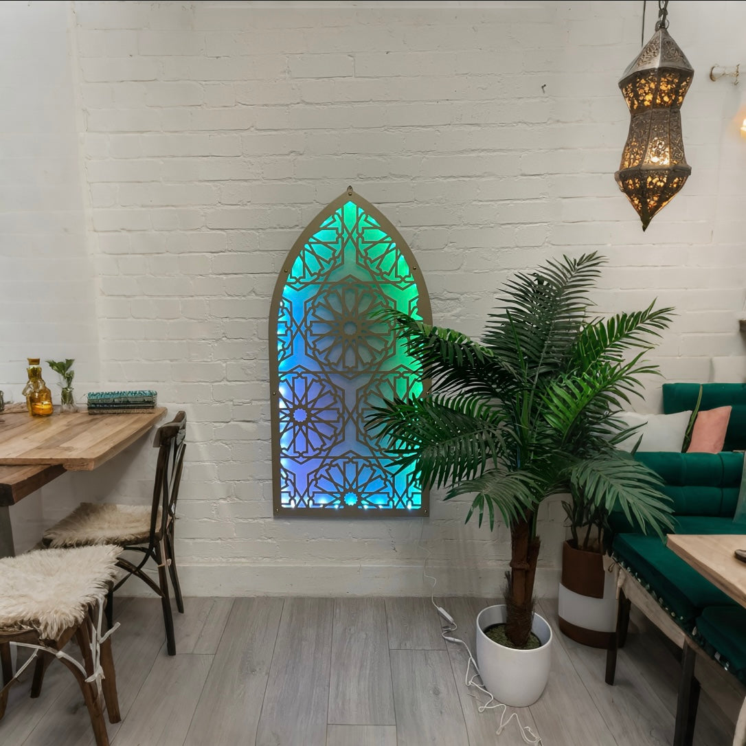 Moroccan Geometric Panel with LED RGB Light