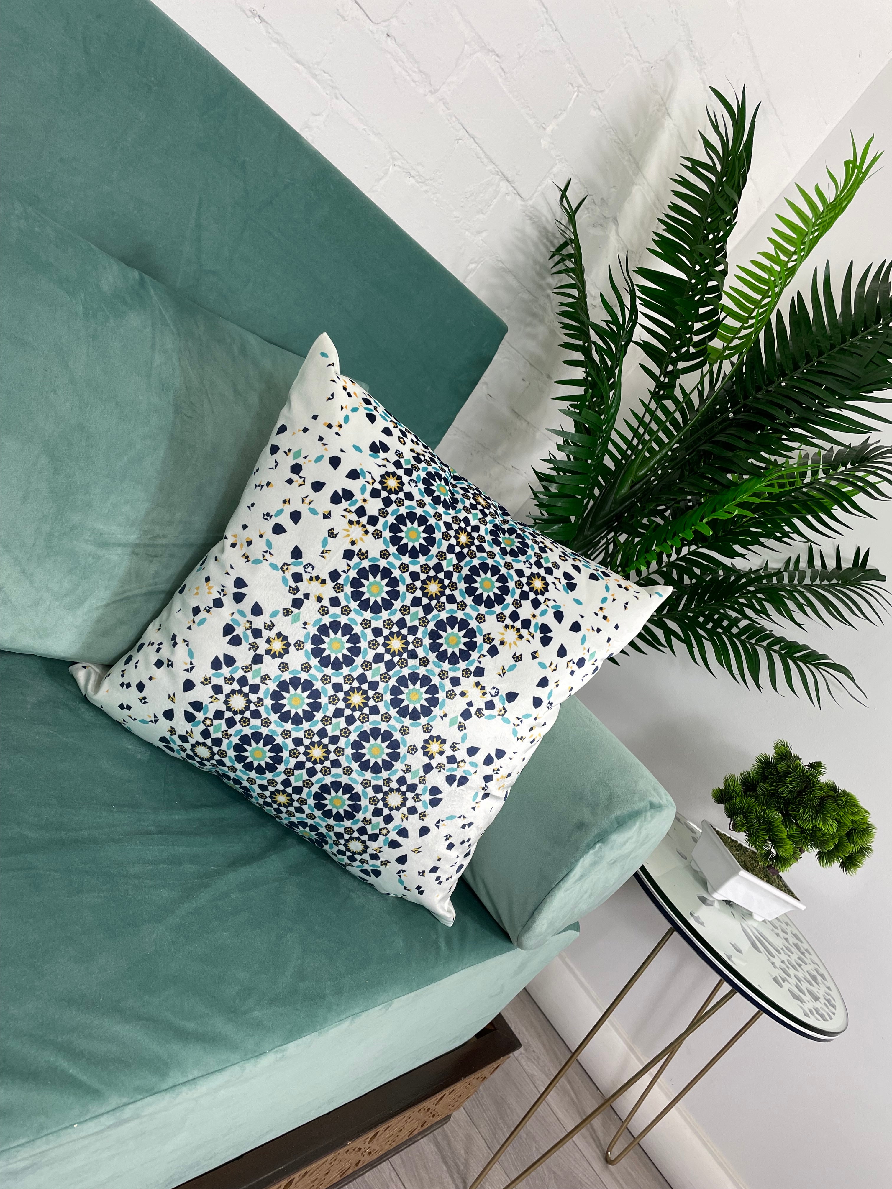 Les coussins marocains en mosaïque couvrent le velours | Housse de Coussin Bohème Zellige