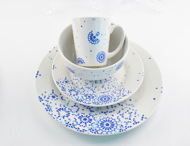 Moroccan Dinner Set in blue scattered Mosaic 