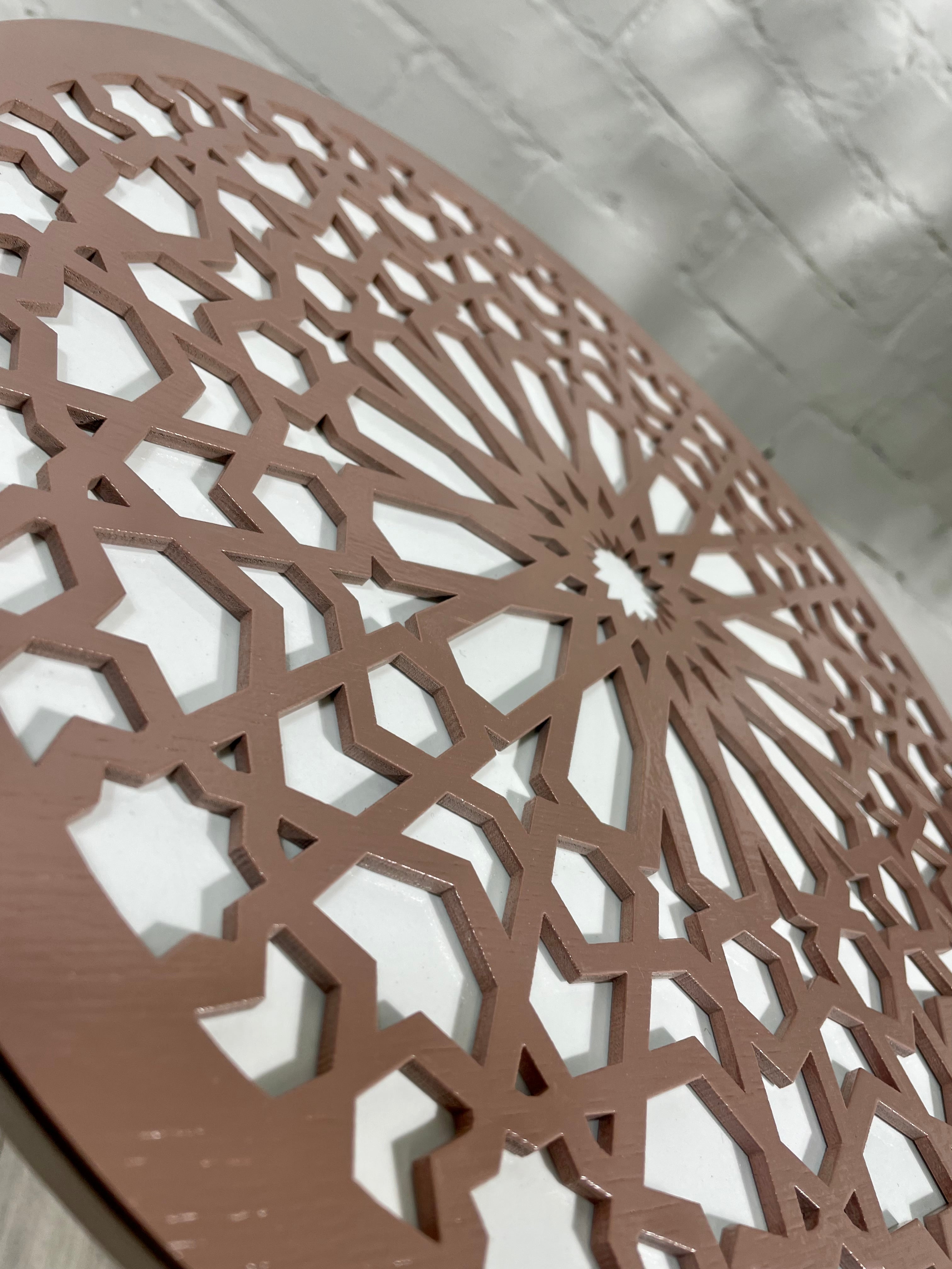 Moroccan Mosaic Side Table Pin Legs | Zellige Table White and Dusty Pink with Glass Top