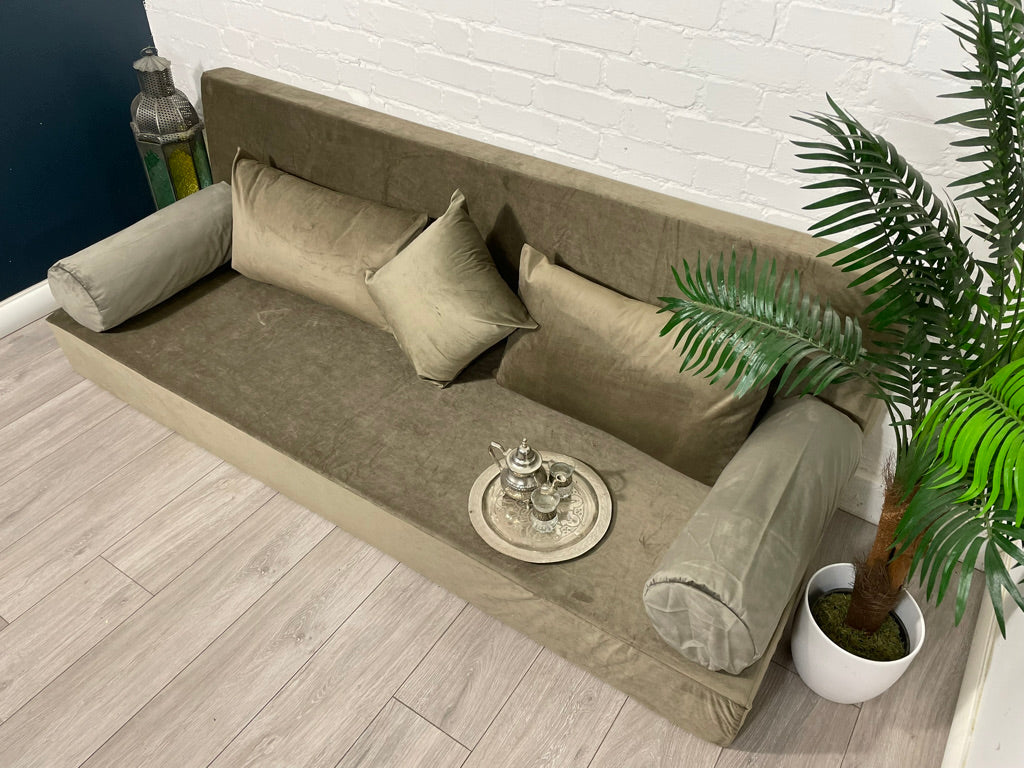 Taupe Colour Holland Velvet Floor Seating