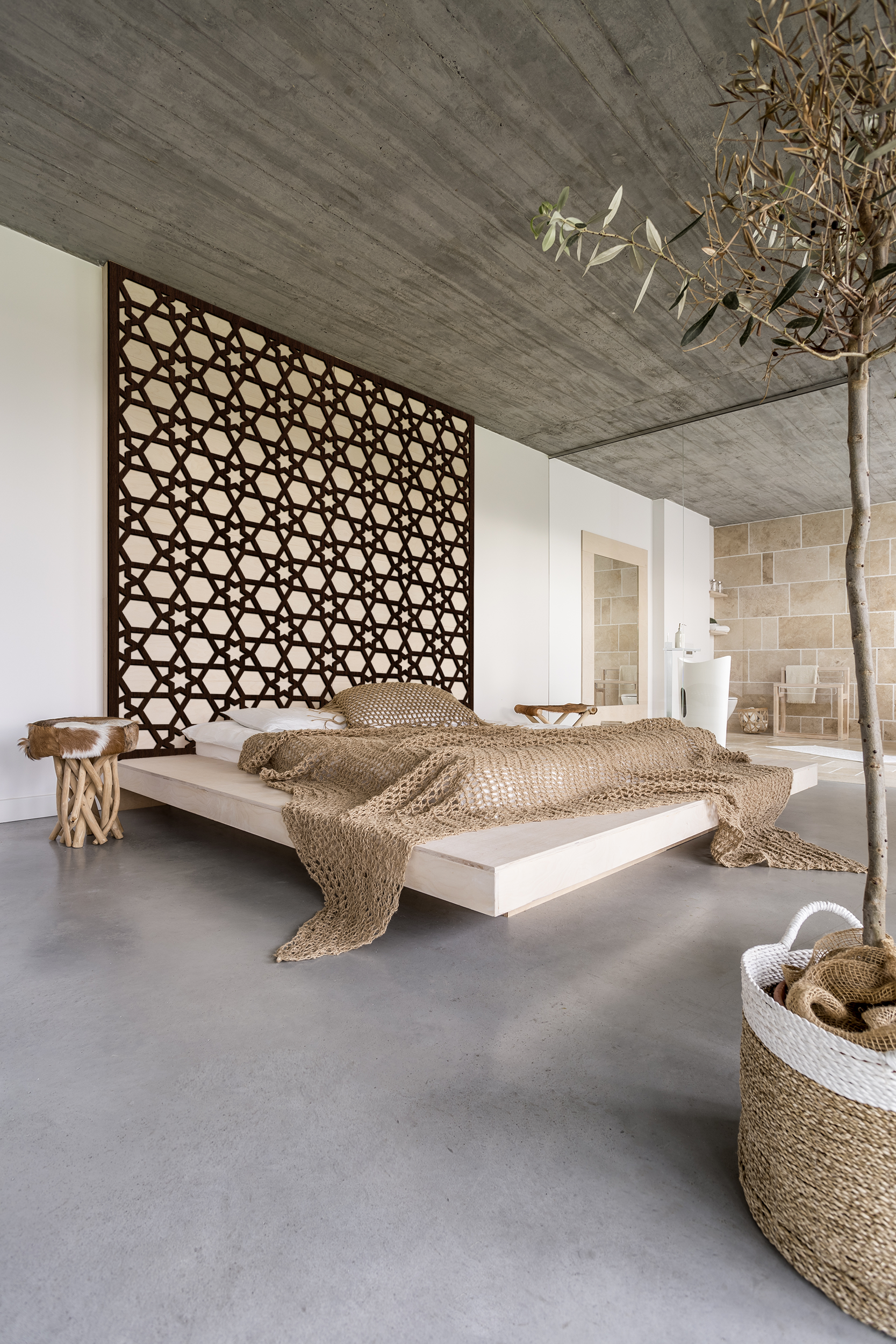 Bohemian Headboard Moroccan Bedroom Wall Display Moroccan Backdrop in Dark Walnut