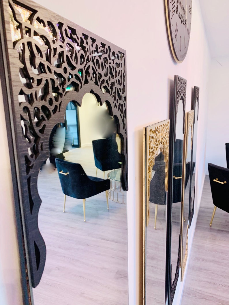  Mirror Gold & Black Arabesque Wall Art Set| Best Moroccan Furniture