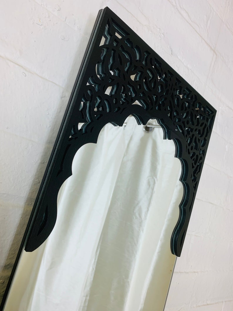 Black Full length Mirror,Abstract Fretwork| Best Moroccan Furniture