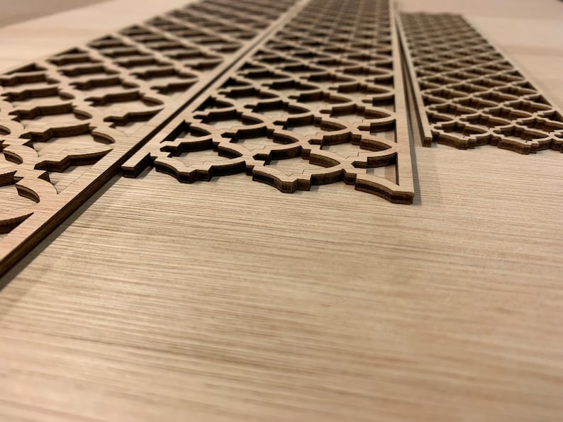 Decorative Wood Strips Panels With Moroccan Arabesque Pattern