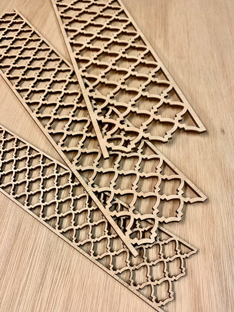 Decorative Wood Strips Panels With Moroccan Arabesque Pattern