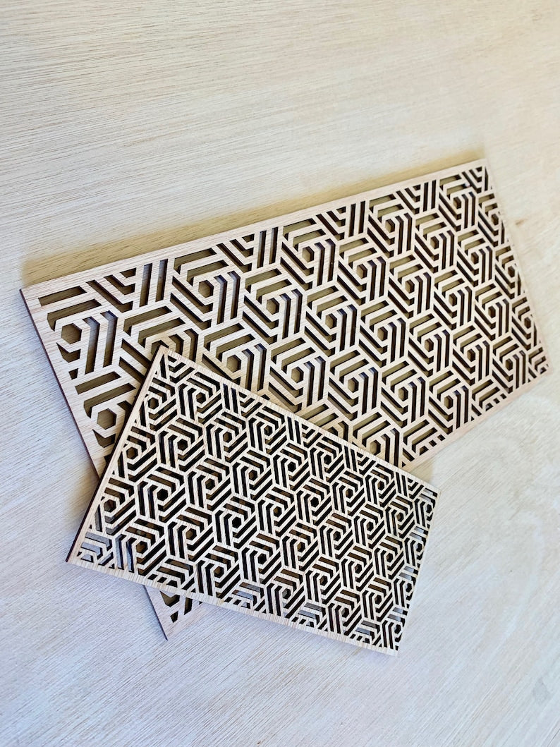 Large Abstract Retro wood panels| Moroccan Patio Furniture