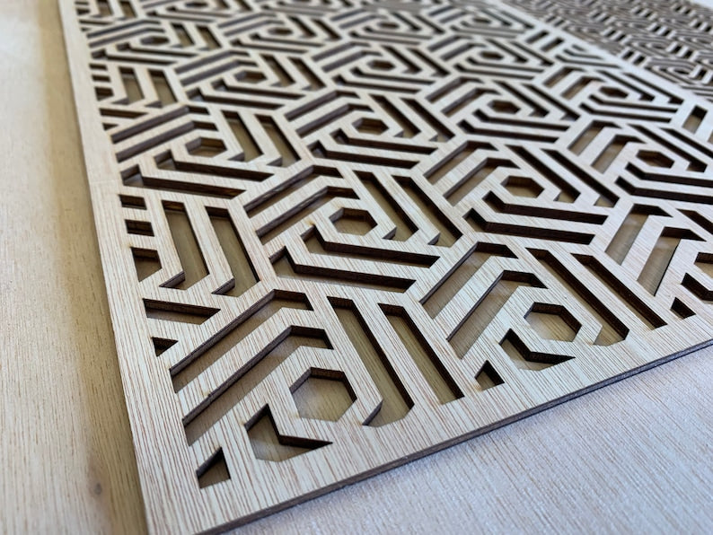 Large Abstract Retro wood panels| Moroccan Patio Furniture