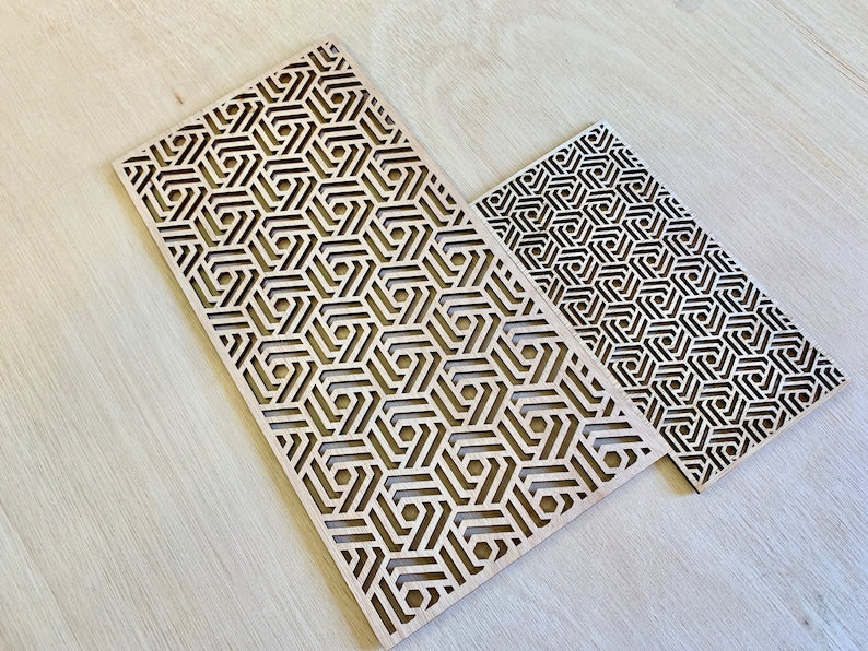 Large Abstract Retro wood panels| Moroccan Patio Furniture