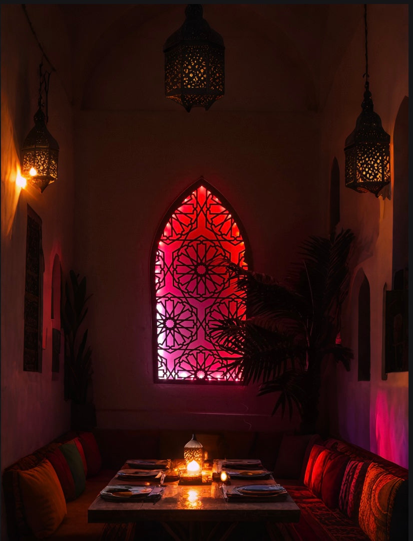 Arched Islamic geometric Pattern Made in to an LED Panel