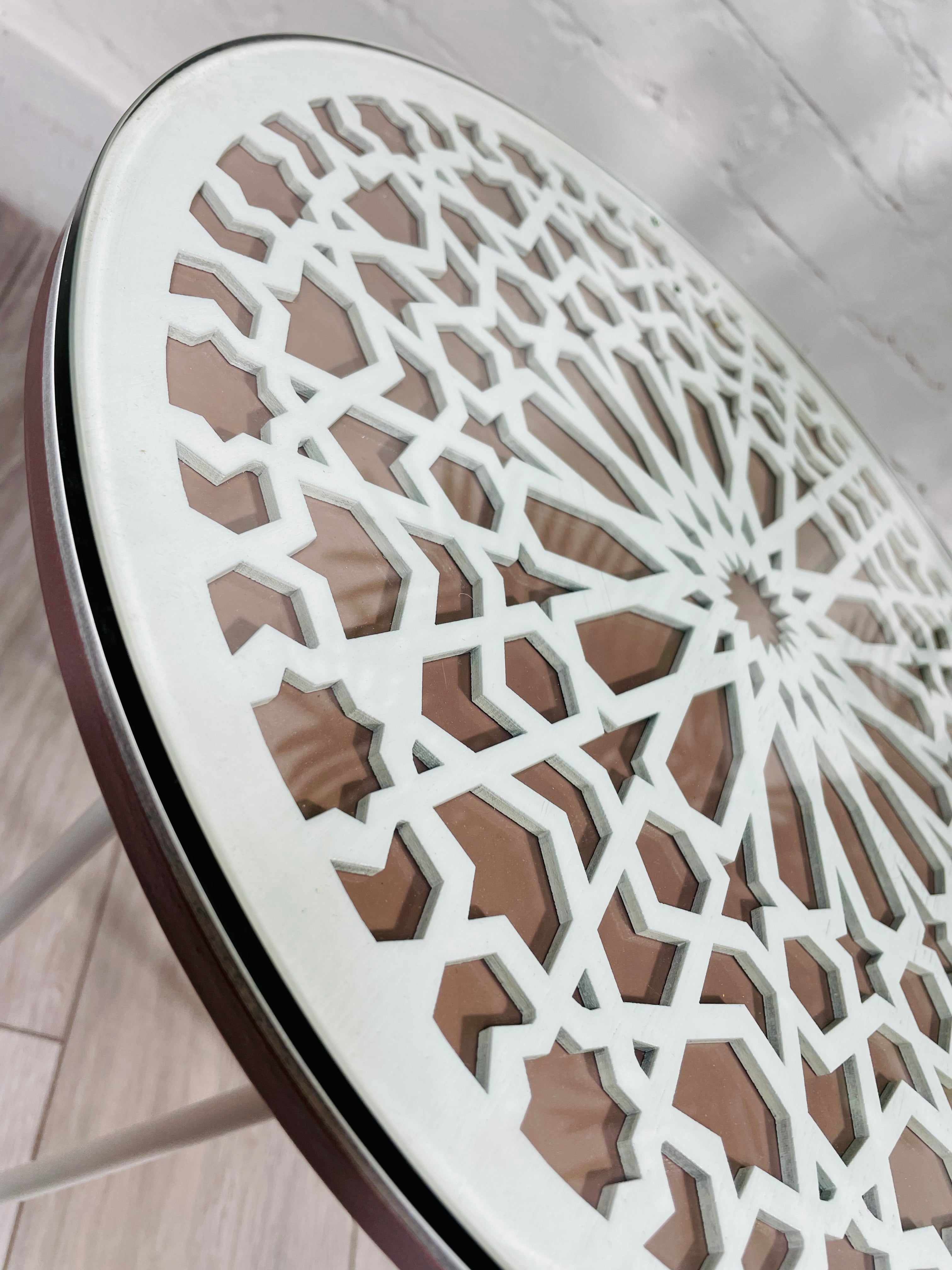 Moroccan Mosaic Side Table Pin Legs Zellige Table With Glass 