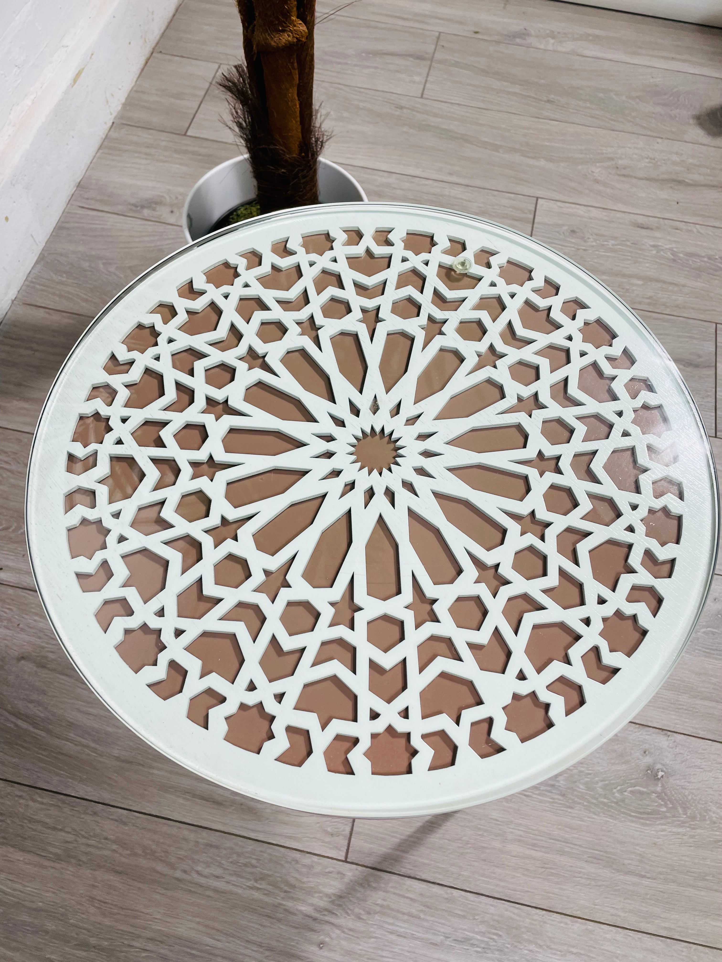 Moroccan Mosaic Side Table Pin Legs Zellige Table With Glass 