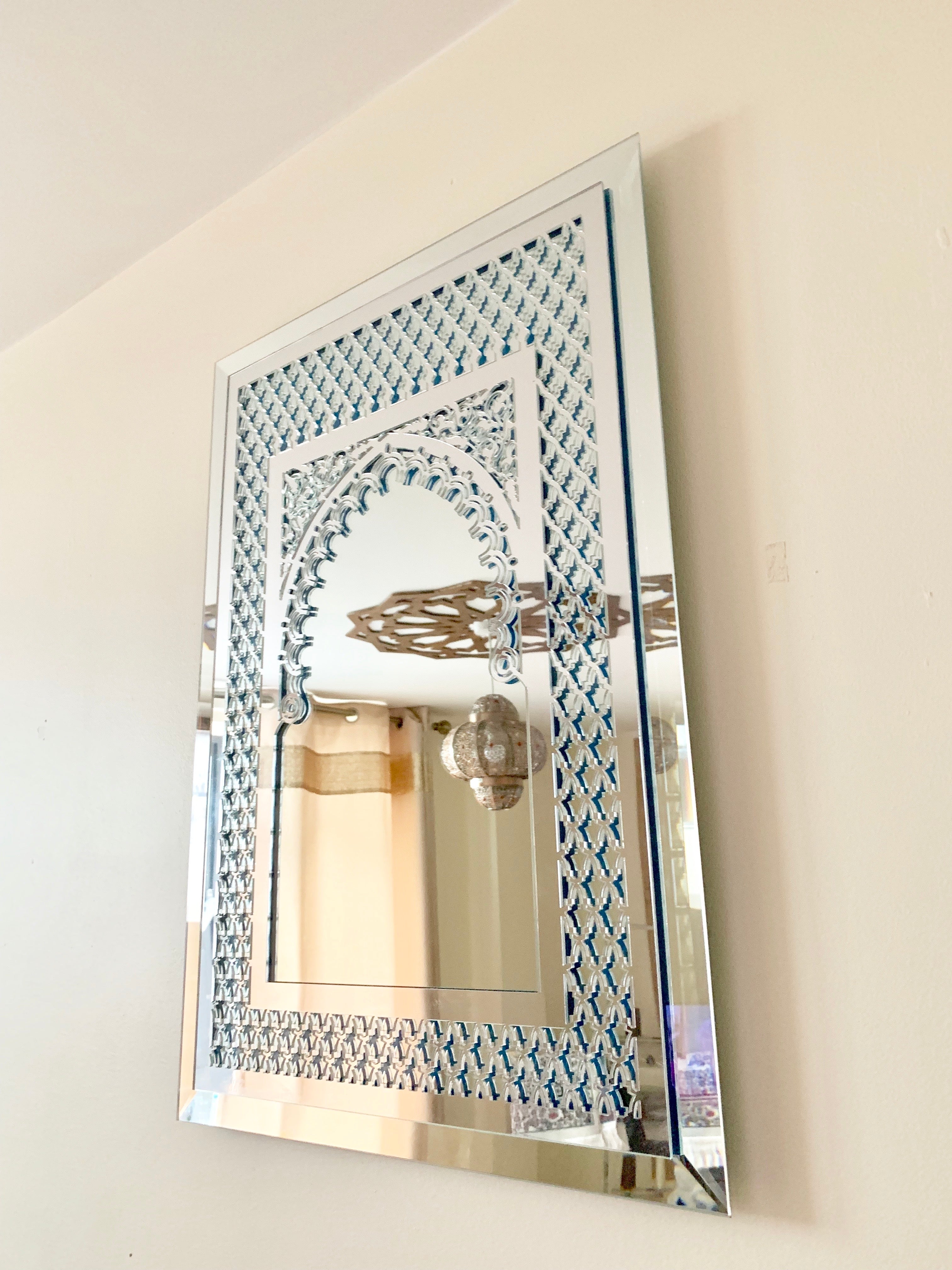 Silver Moroccan Mirror in two layers 