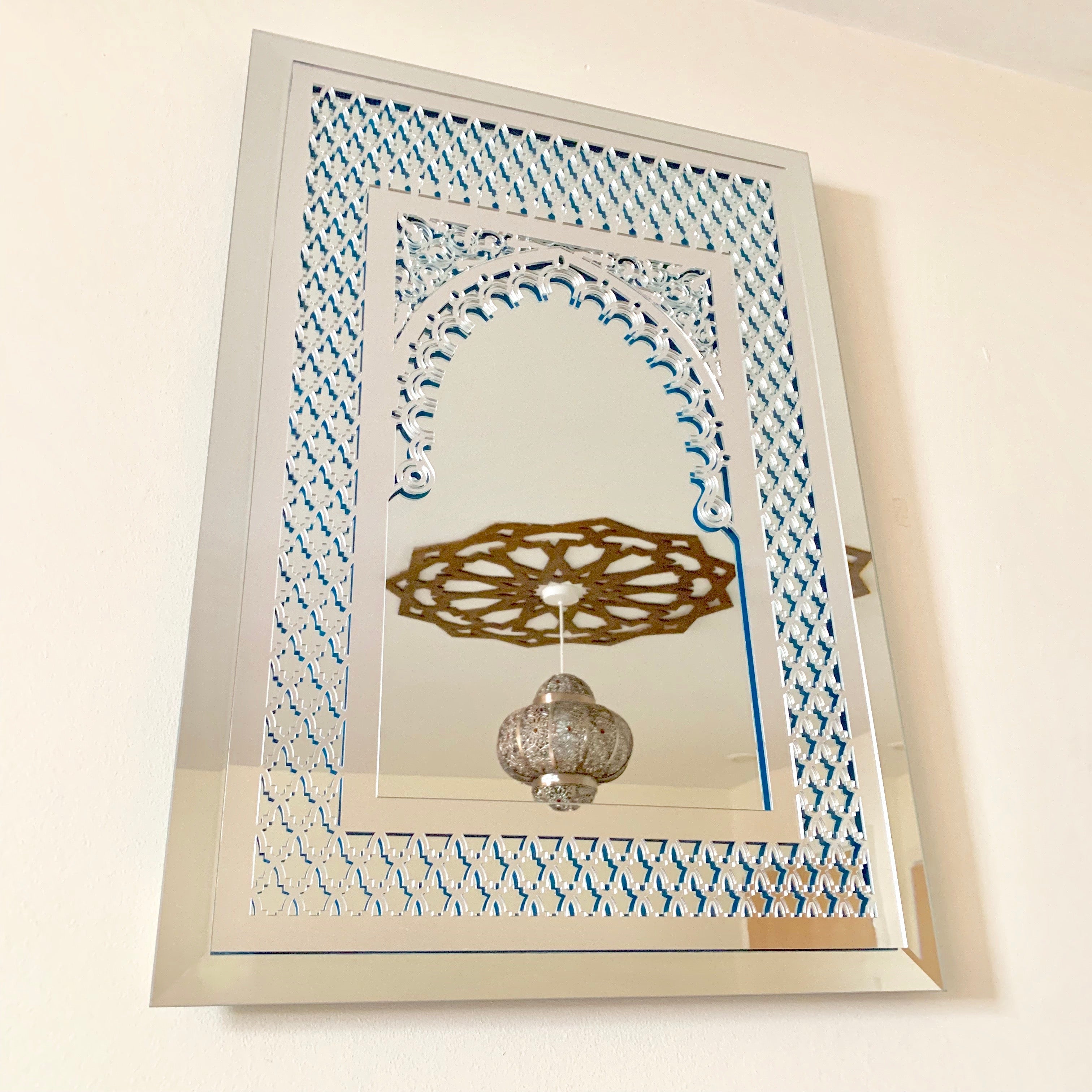 Silver Moroccan Mirror in two layers 