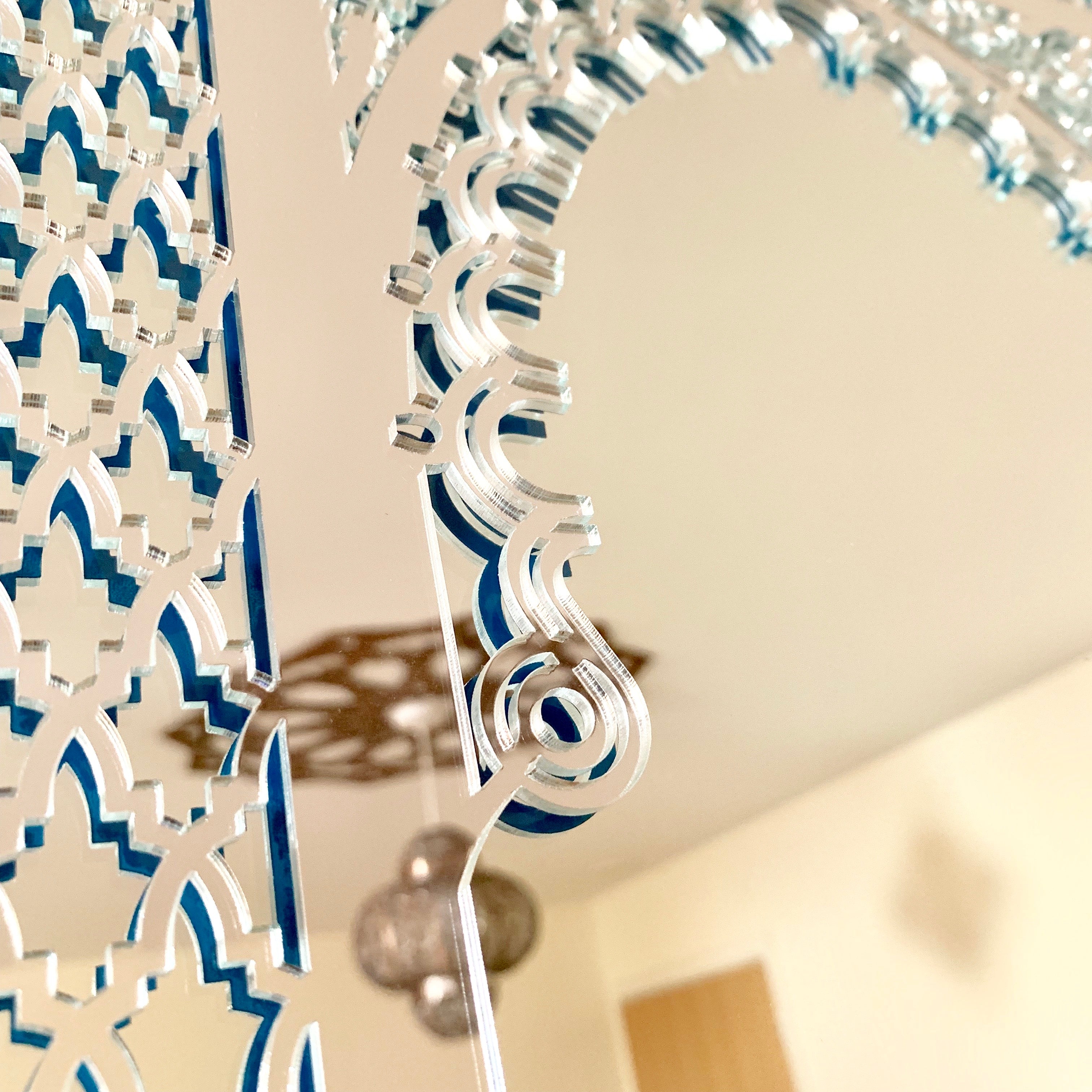 Silver Moroccan Mirror in two layers 