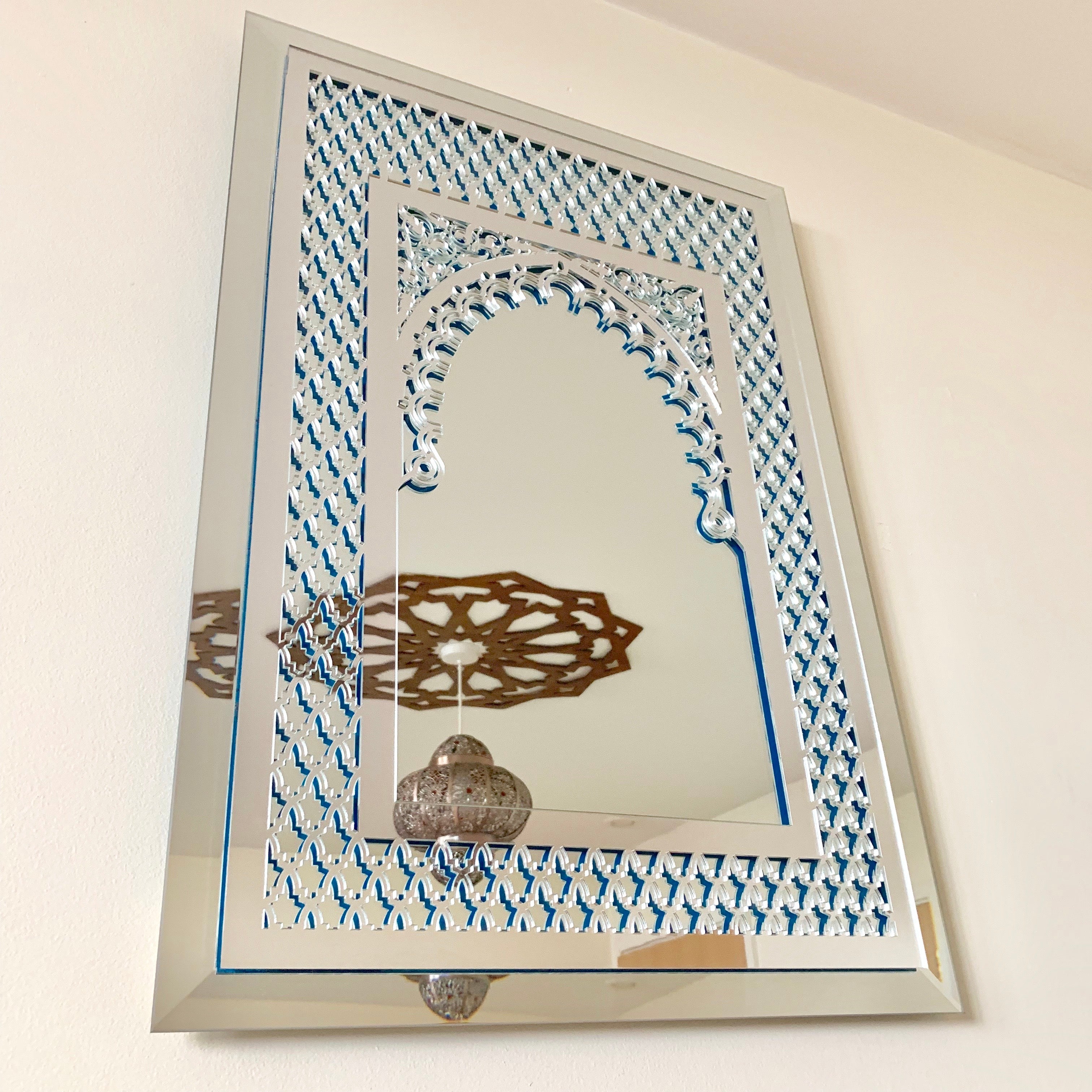 Silver Moroccan Mirror in two layers 