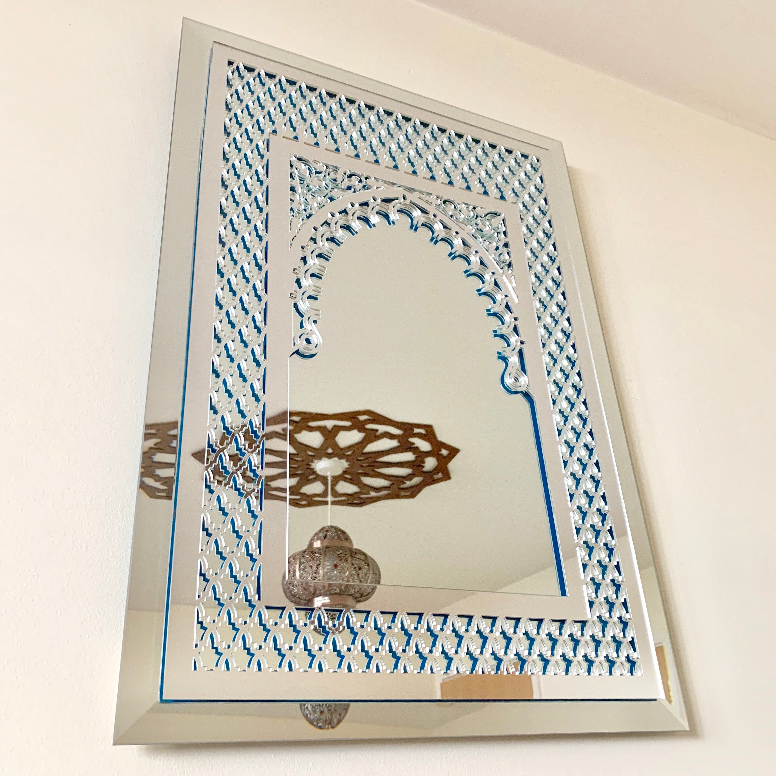 Silver Moroccan Mirror in two layers 