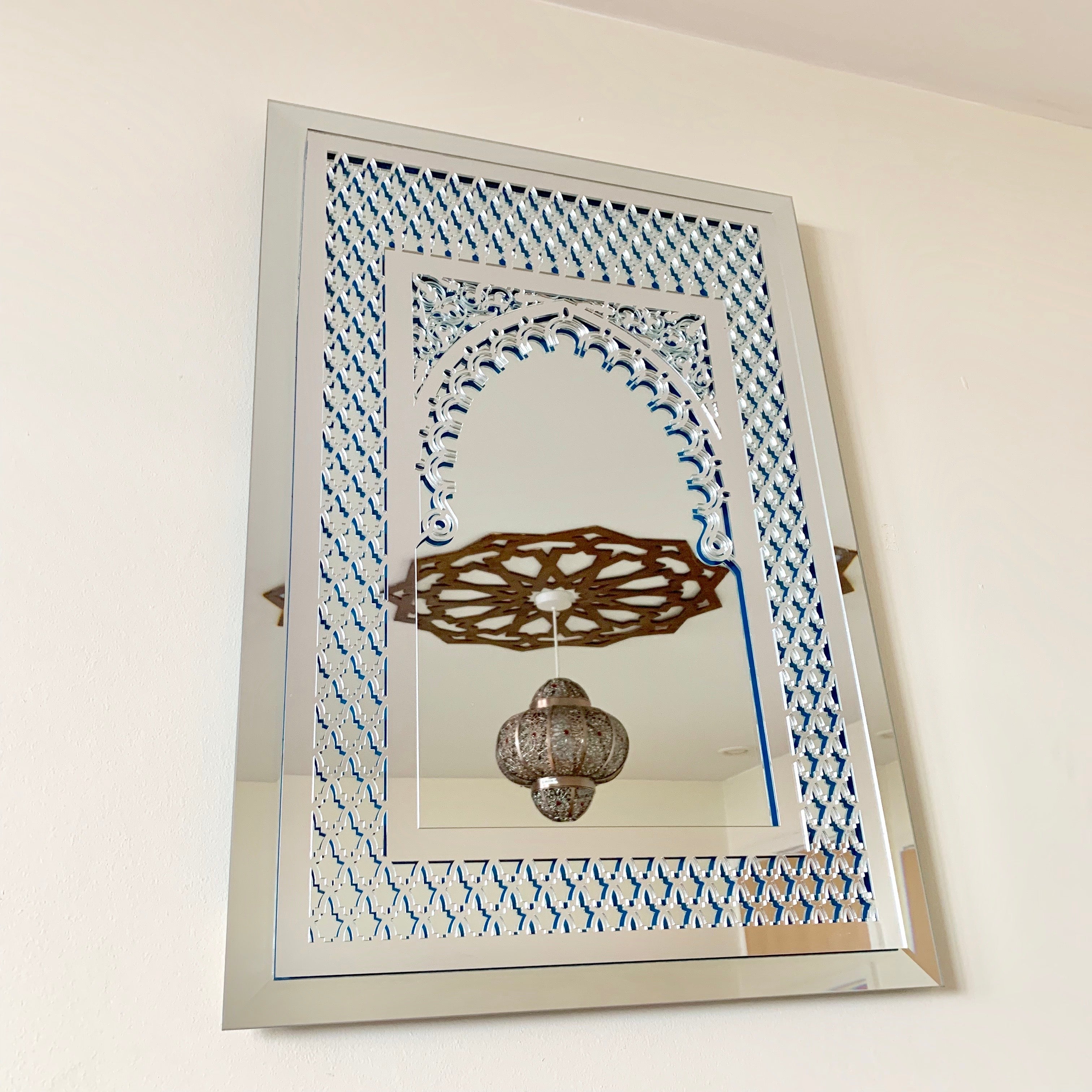 Silver Moroccan Mirror in two layers 