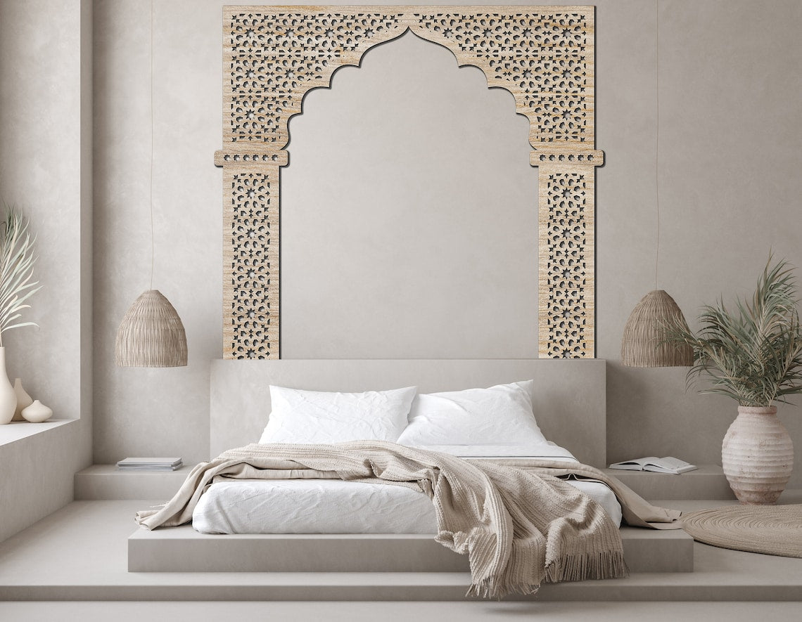 Moroccan single Arch Wood Decorative Panels| Boho Moroccan Furniture