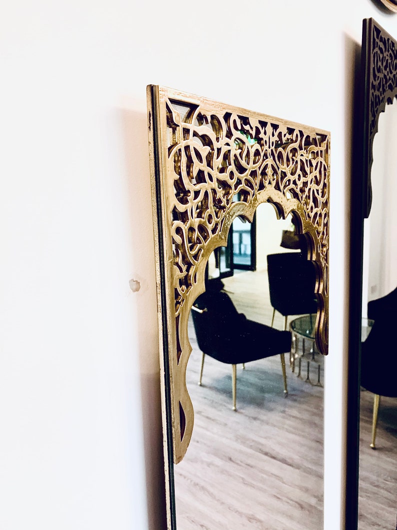  Mirror Gold & Black Arabesque Wall Art Set| Best Moroccan Furniture
