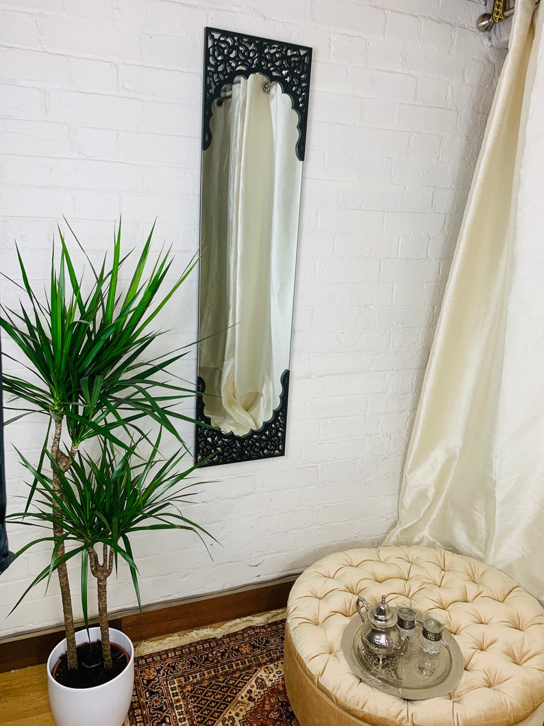 Black Full length Mirror,Abstract Fretwork| Best Moroccan Furniture