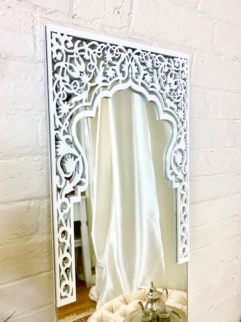 White Mirror Full length with Fretwork|Best Moroccan Mirror In UK