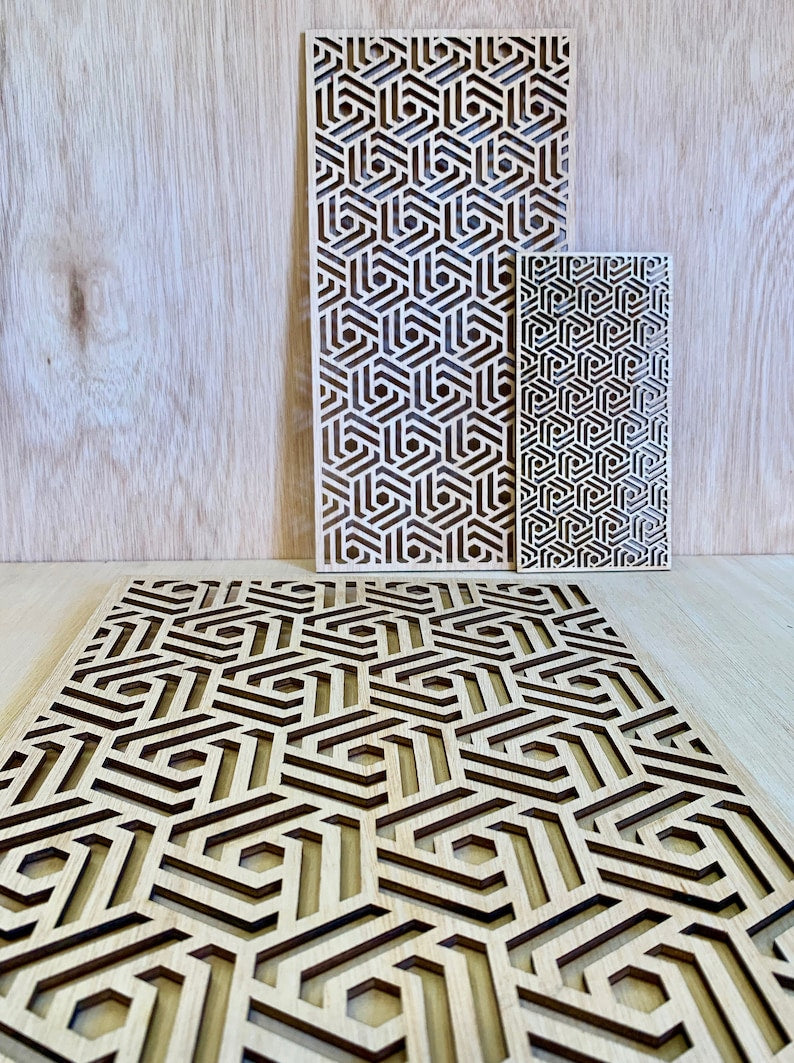 Large Abstract Retro wood panels| Moroccan Patio Furniture
