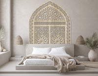 Double Bed Headboard Bohemian Bed Style | Moroccan Decor - natural wood