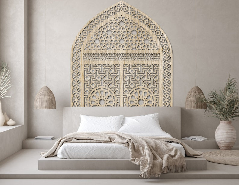 King Size Bohemian Decorative Headboard Panels Moroccan Doors Style